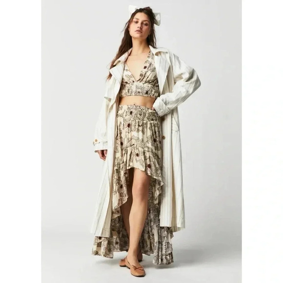 New Free People Morning Sun Set Two Piece Matching Skirt Cream Floral Small - Picture 5 of 17